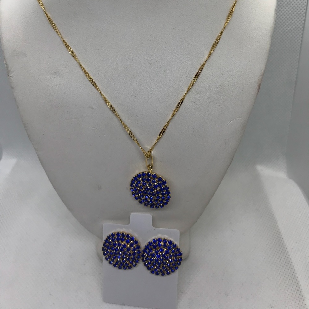 Jewelry set blue cubic zircon